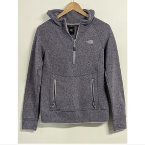 The North Face Purple Heather Gray Fleece 1/2 Zip Hooded Jacket